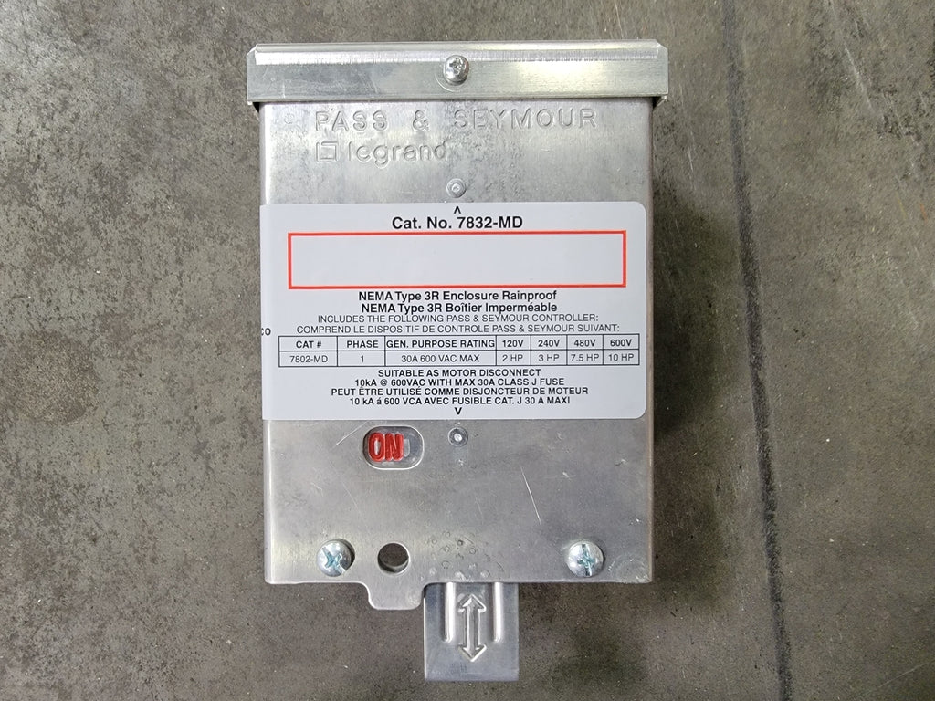 PASS & SEYMOUR 30 Amp, 2 Pole  Manual Motor Controller No. 7832-MD
