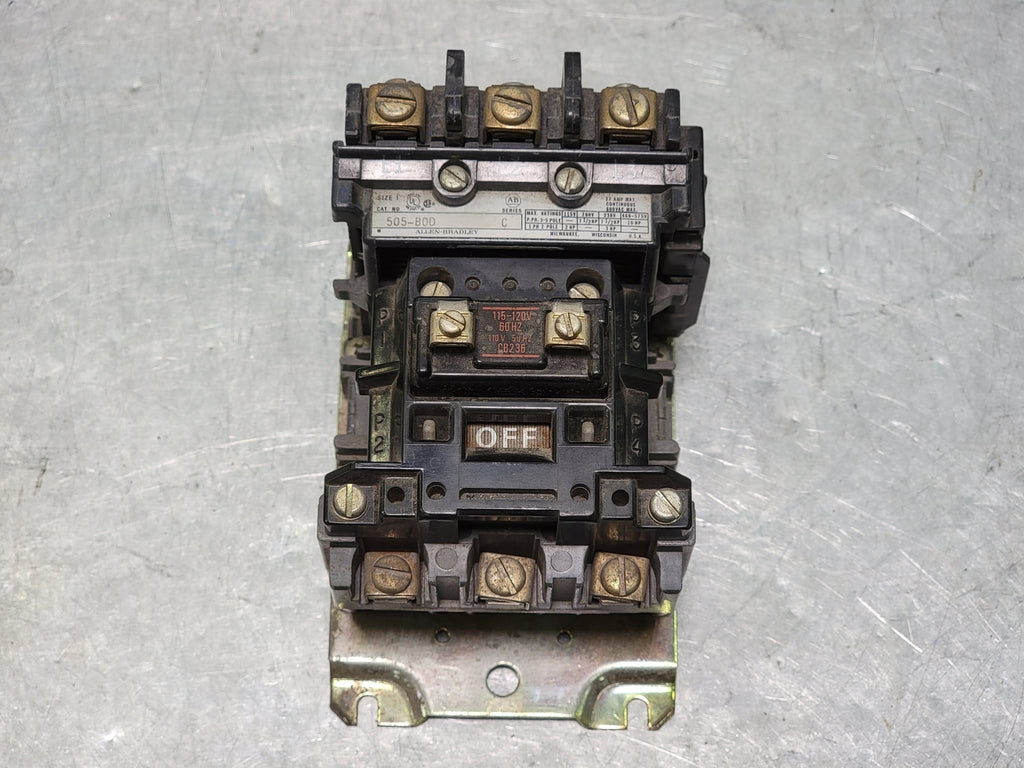 ALLEN-BRADLEY 27 Amp, 3 Pole, NEMA 1, 115/120 VDC Coil Reversing Starter 505-B0D 