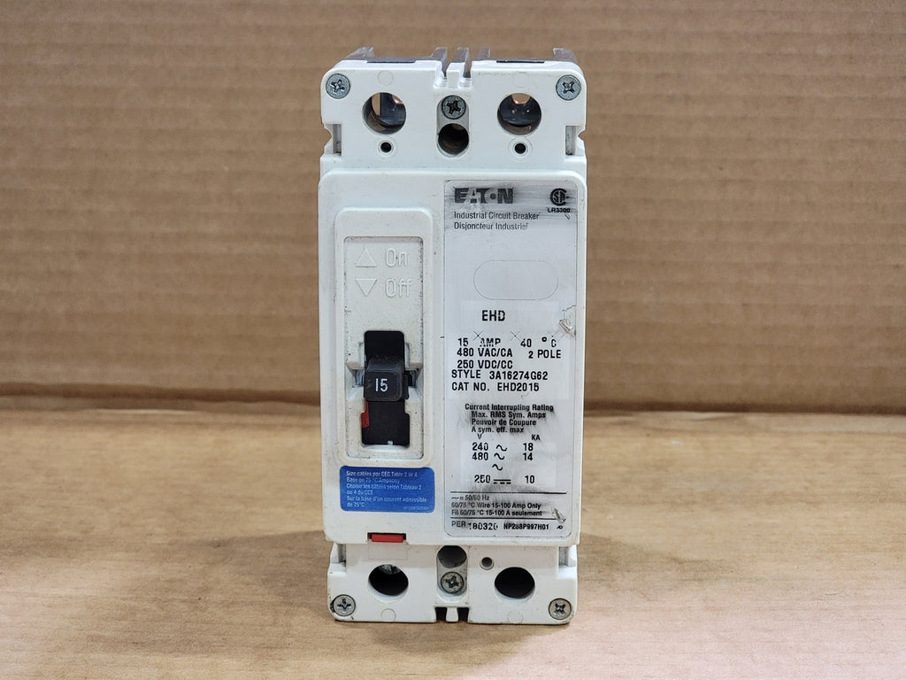 EATON 15 Amp 2 Pole Circuit Breaker EHD2015