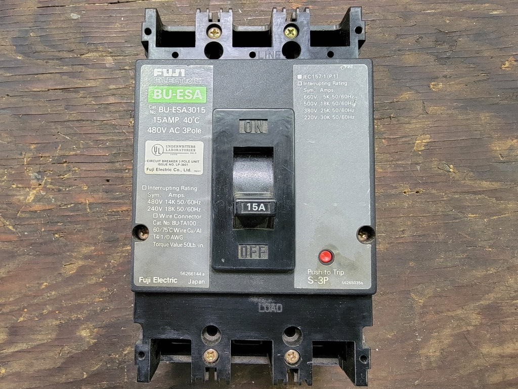FUJI ELECTRIC 15 Amp 3 Pole Circuit Breaker BU-ESA3015