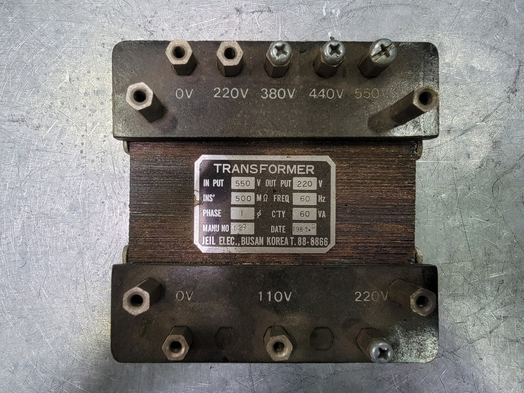 JEIL ELECTRONICS 0.06 kVA Transformer, 600 pri. volts, 220 sec. volts No. 126
