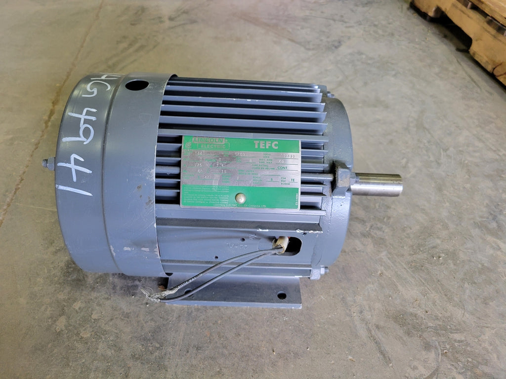 LINCOLN ELECTRIC 3 hp 575 volts 1750 rpm 182T Electric Motor T-3477
