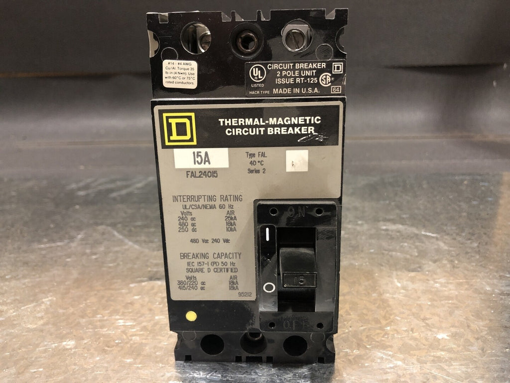 SQUARE D 15 Amp, 3 Pole, 480 volts Circuit Breaker FAL24015