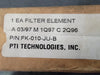 PTI TECHNOLOGIES INC. Hydraulic Filter Element FK-010-JU-B
