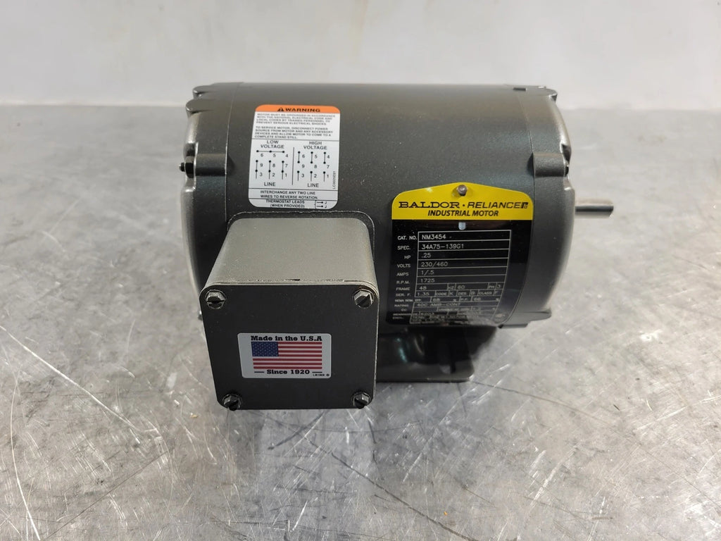 BALDOR 0.25 hp, 230/460 volts, 1725 rpm, 48 Electric Motor NM3454