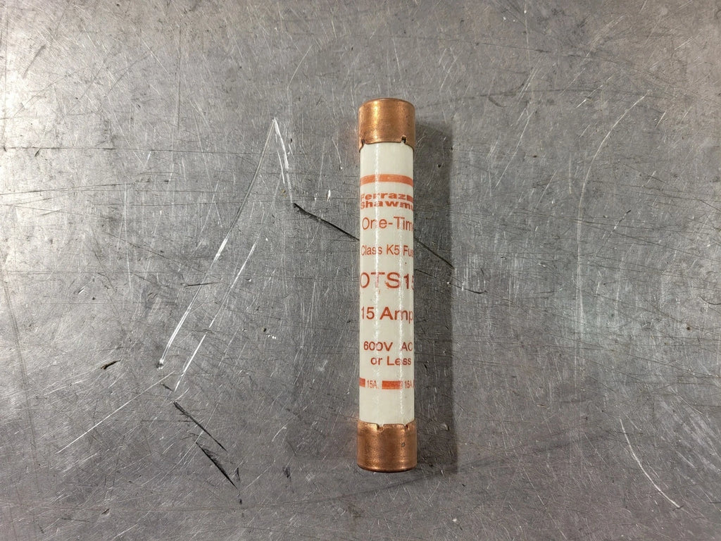 FERRAZ SHAWMUT 15 Amp Class K5 One-Time Fuse OTS15