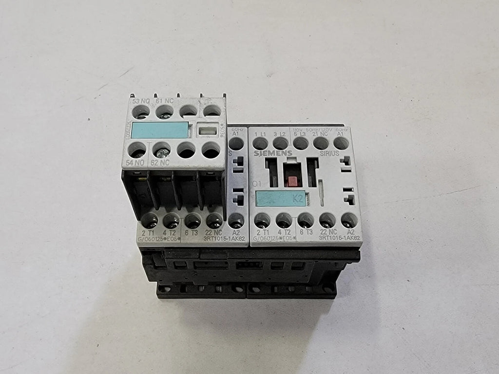 SIEMENS 7 Amp, 3 Pole, NEMA 00, 110 VAC Coil Contactor Combination 3RA1315-8XB30-1AK6