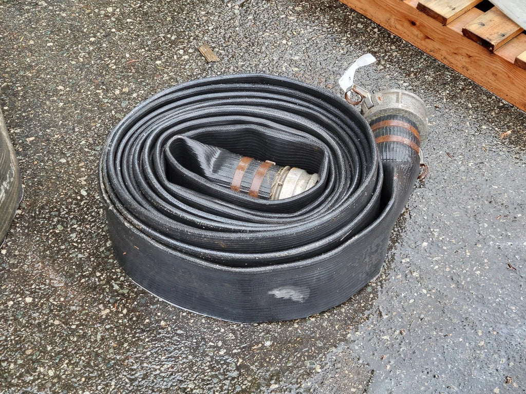 NEWLINE 4" x 47 ft Black Ribbed Layflat Water Discharge Hose 200 PSI NL2005-400