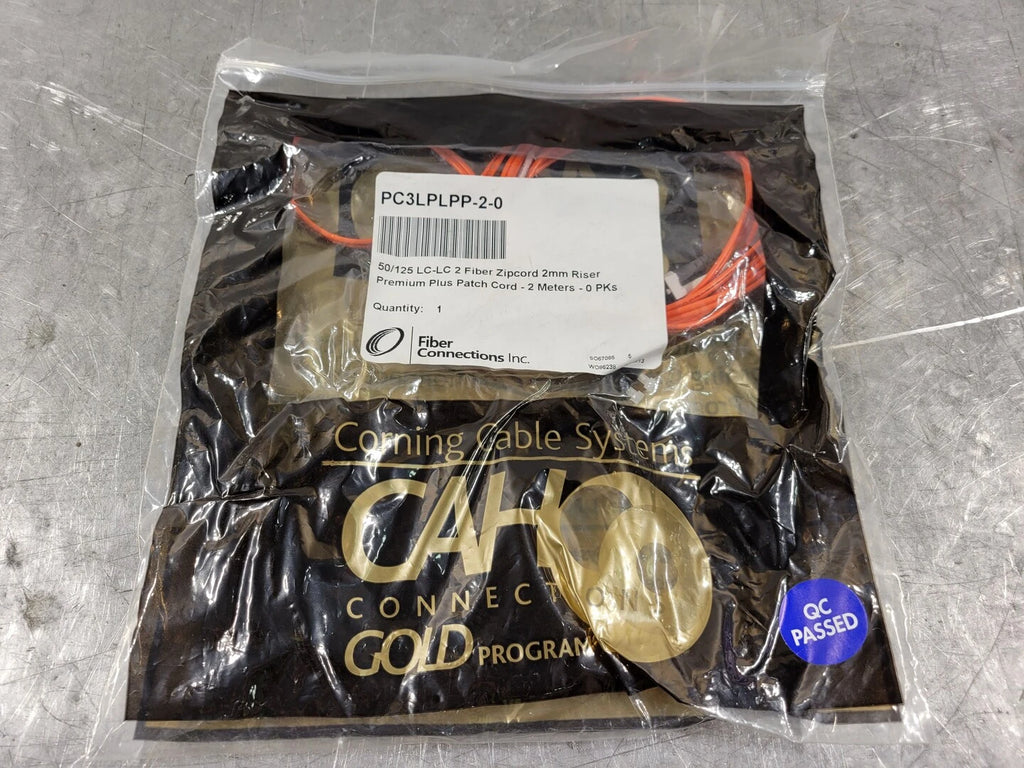 CORNING 2 m Fiber Optic Cable 50/125  LC-SC 2F Zipcord 2mm Riser Patch Cord  PC3LPLPP-2-