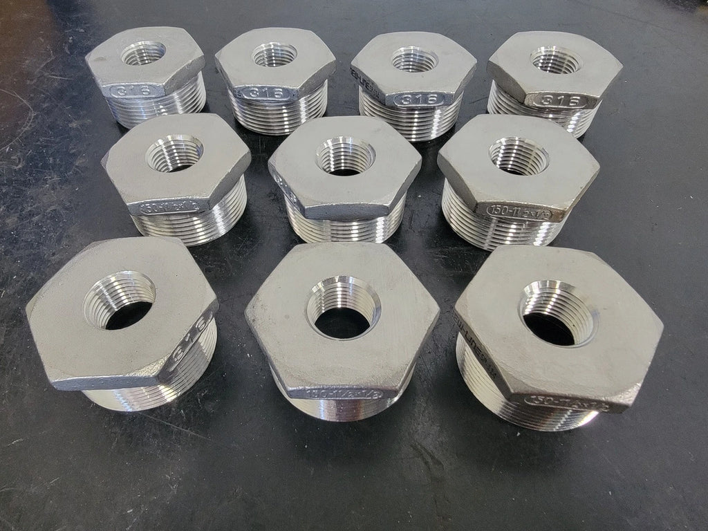 NEWLINE 1-1/2" x 1/2" 316 Stainless Steel Hex Head Reducing Bushing SP-114