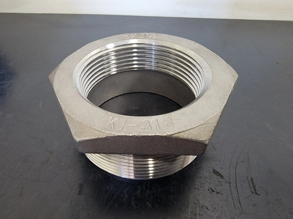 3" x 2-1/2" 316 Stainless Steel Hex Head Reducing Bushing KI-316