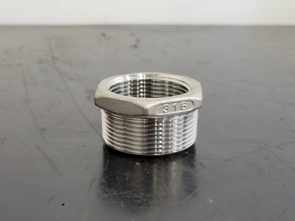 1-1/2" x 1-1/4" 316 Stainless Steel Hex Head Reducing Bushing KI-316