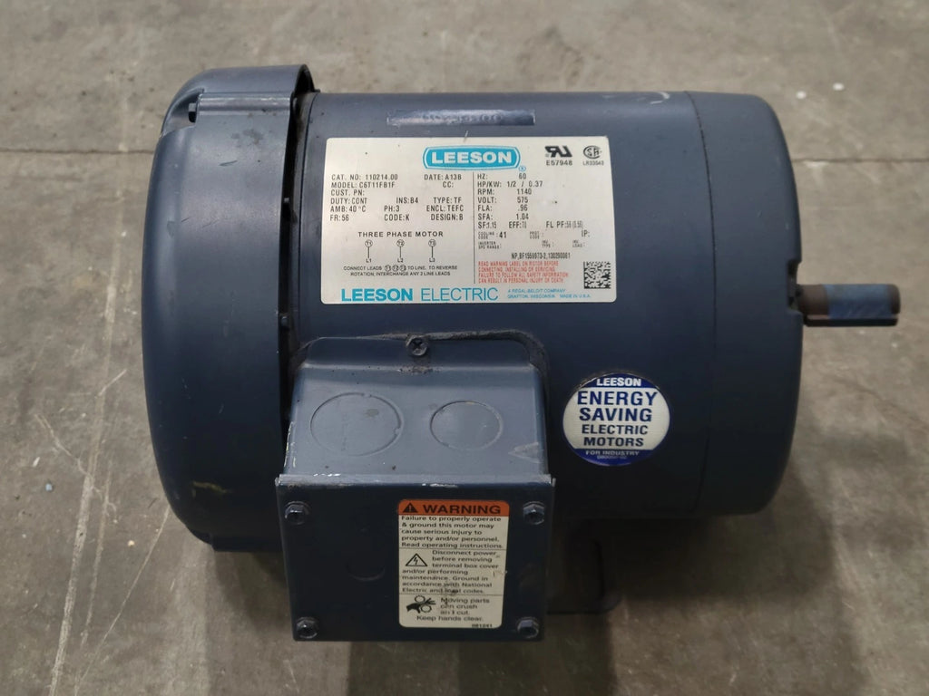 LEESON 1/2 hp, 575 volts, 1140 rpm, 56 Electric Motor C6T11FB1F