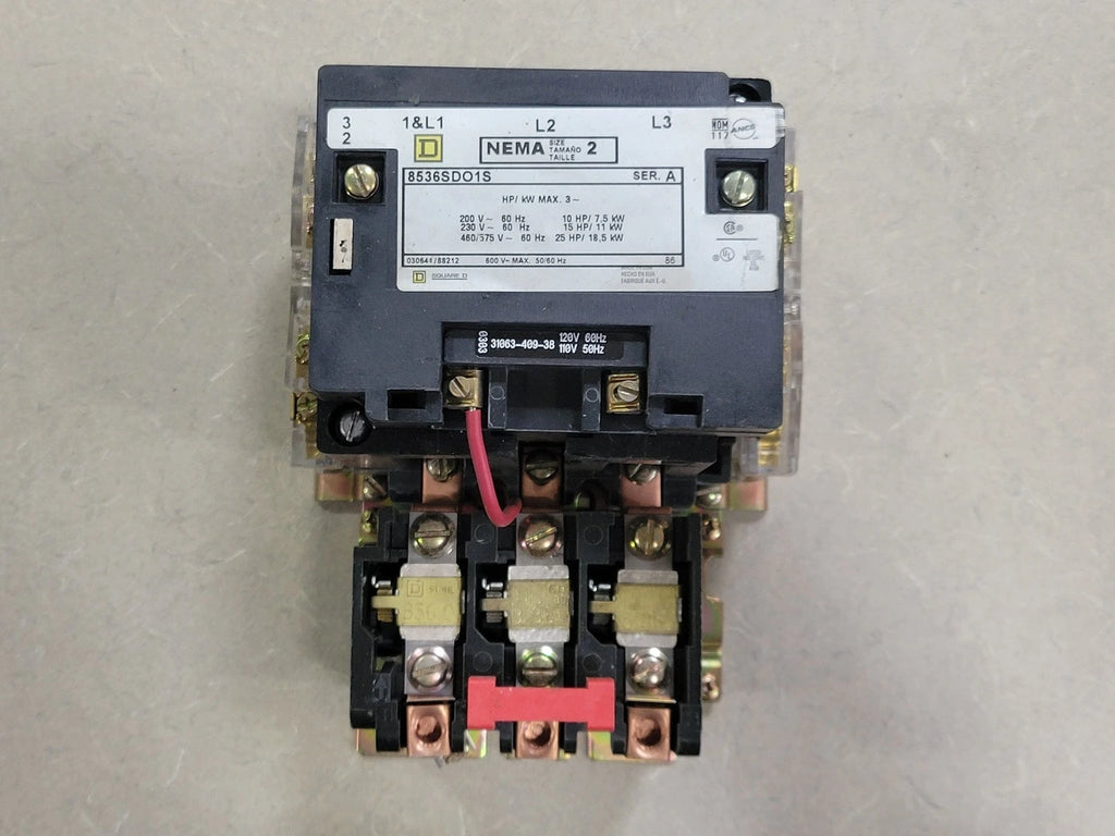 SQUARE D 25 hp, NEMA Size 2, 110/120 VAC Coil Non-Reversing Starter 8536SDO1V02S