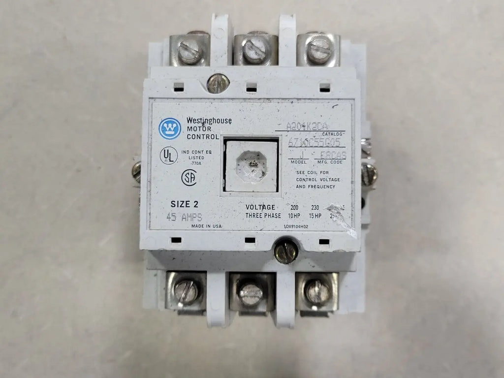 WESTINGHOUSE 45 Amps, 3 Pole, NEMA 2, 120 VAC Coil Non-Reversing Contactor A201K2CA 