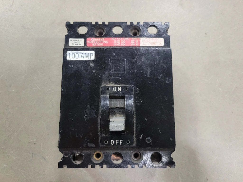 SQUARE D 100 Amp 3 Pole 600 volts Circuit Breaker FHL36100