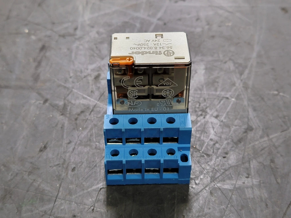 FINDER 12 Amp Power Relay 56.34.8.024.0040 w/ Relay Socket