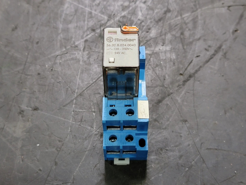 FINDER 12 Amp Power Relay 56.32.8.024.0040 w/ Relay Socket