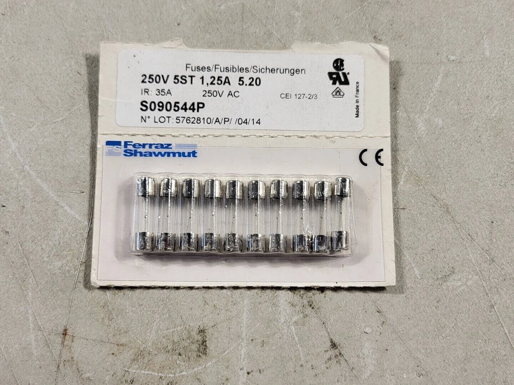 FERRAZ SHAWMUT 1.25A 250V Glass Fuse S090544P (5 Set of 10 pcs) P/N 2249979