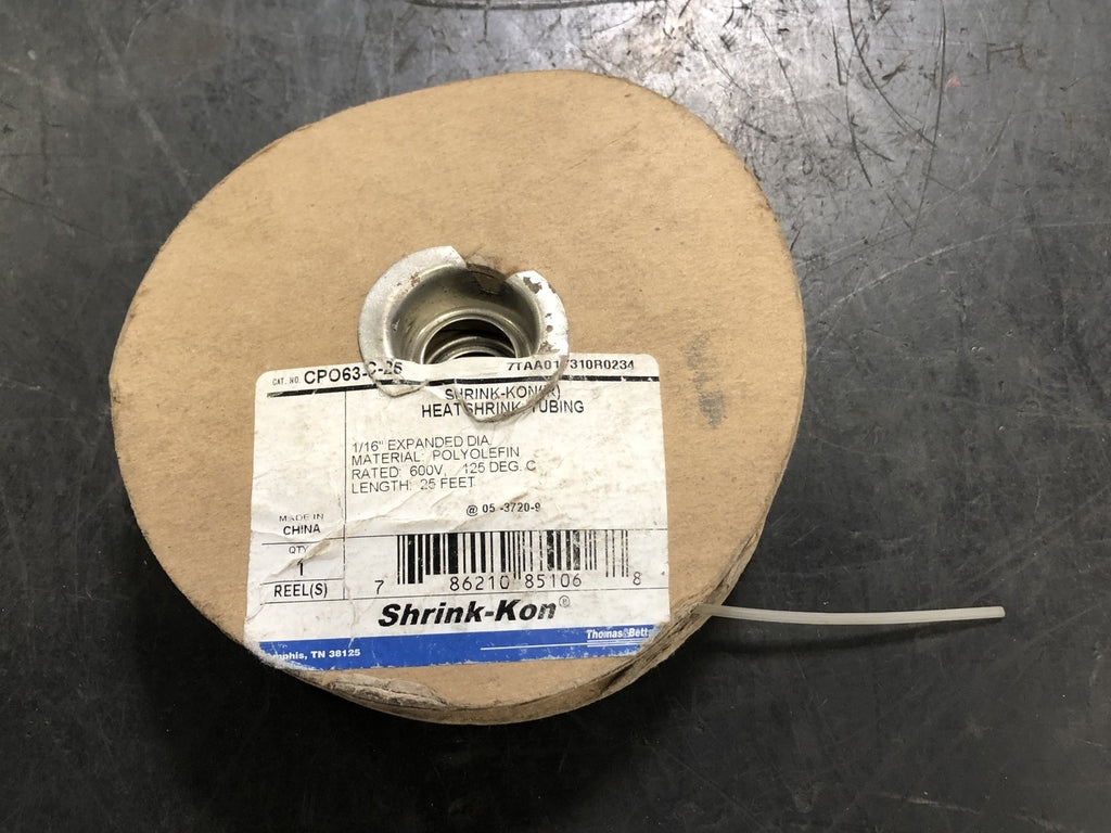 SHRINK-KON 1/16" x 25ft Heat Shrink Tubing Clear CPO63-C-25