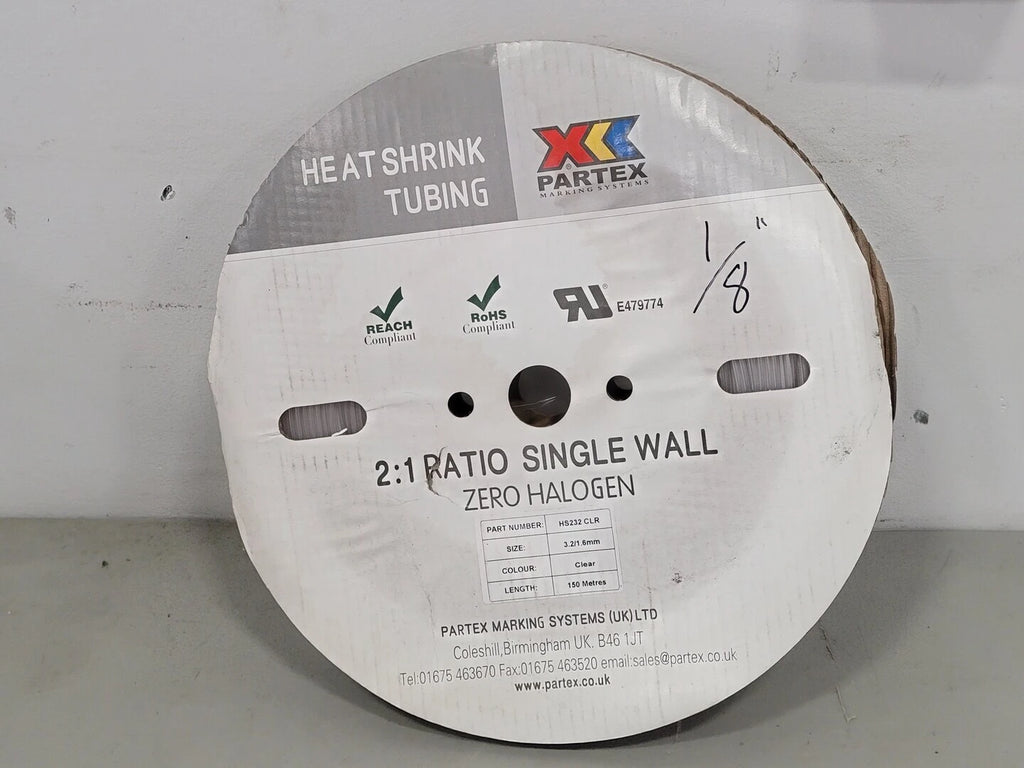 PARTEX 3.2mm Heat Shrink Tube 150m Roll HS232 CLR