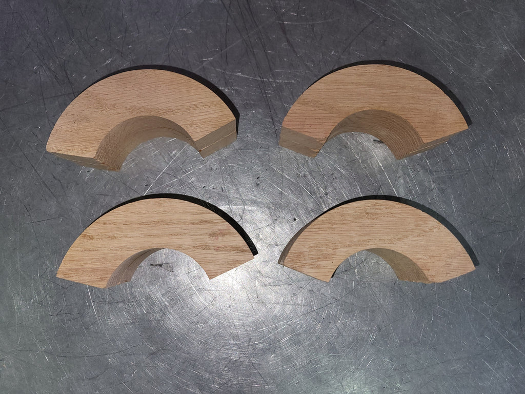 Wooden Quarter Circular Curve, 4-1/4"L x 2"W, Set of 4