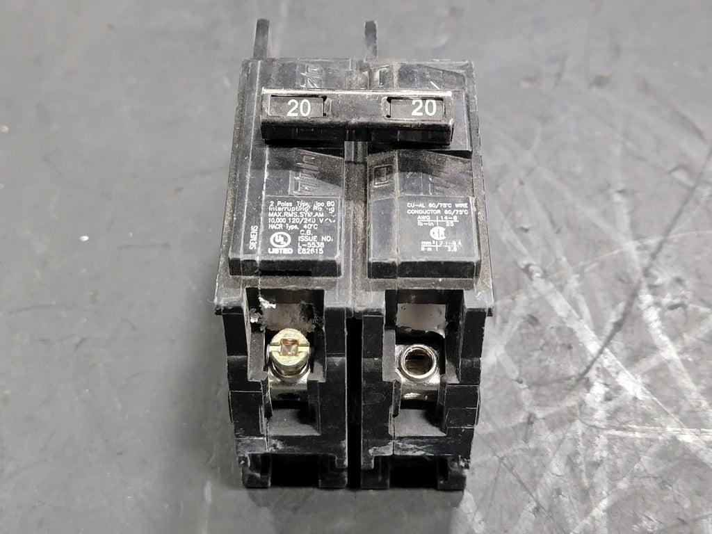 SIEMENS 20 Amp, 2 Pole, 120/240 volts Circuit Breaker BQ2B020