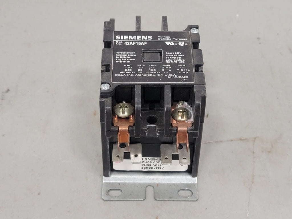 SIEMENS 25 Amp, 2 Pole, 110/120 VAC Coil Contactor 42AF15AF