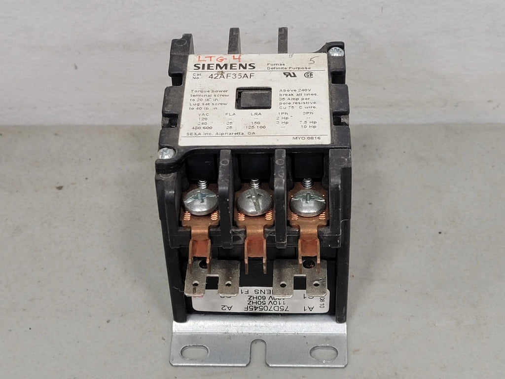 SIEMENS 25 Amp, 3 Pole, 110/120 VAC Coil Contactor 42AF35AF