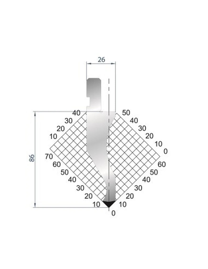 EUROSTAMP Part No. 1022 @ 805mm 88 Degree Double Gooseneck Punch (Segmented)