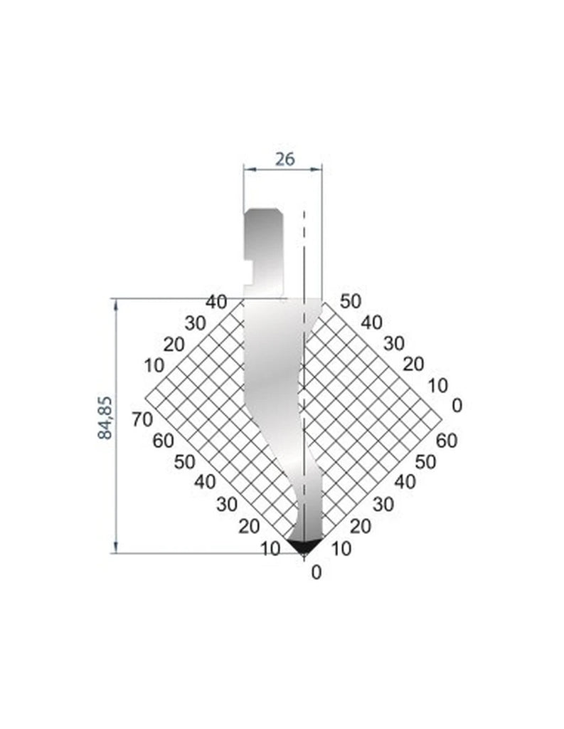 EUROSTAMP Part No. 1023 @ 805mm 88 Degree Double Gooseneck Punch (Segmented)