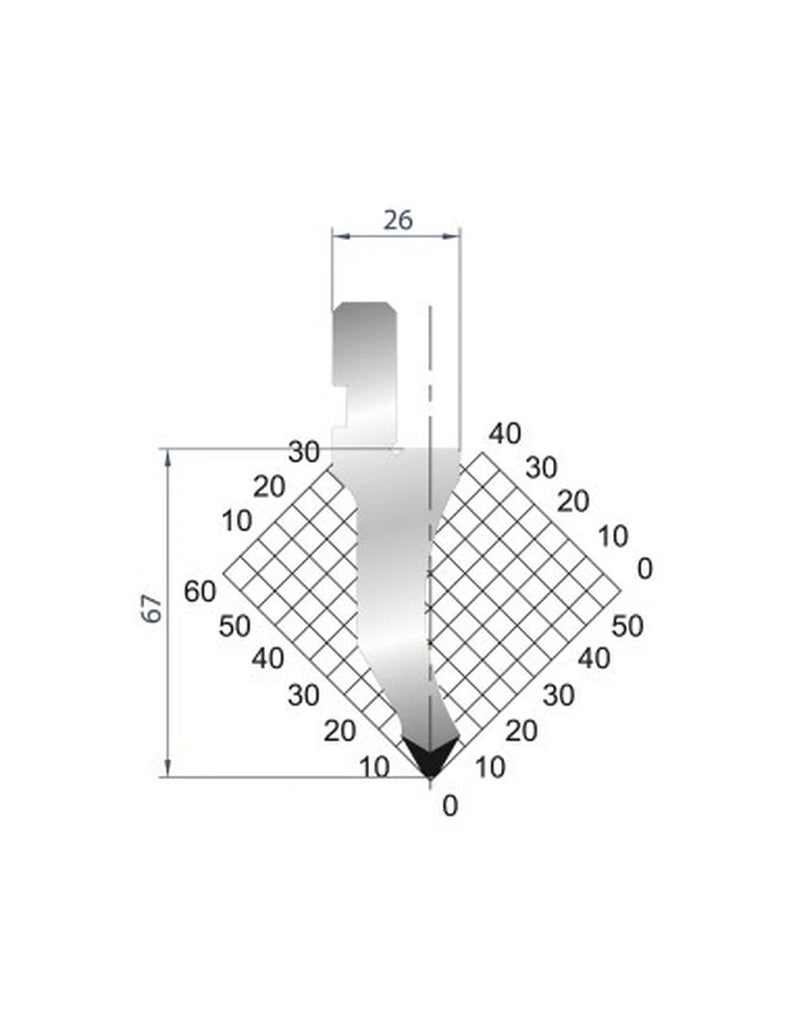 EUROSTAMP Part No. 1027 @ 415mm 60 Degree Straight Punch