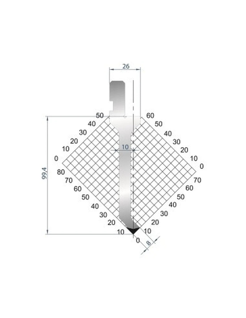 EUROSTAMP Part No. 1029 @ 805mm 88 Degree Sash Punch (Segmented)