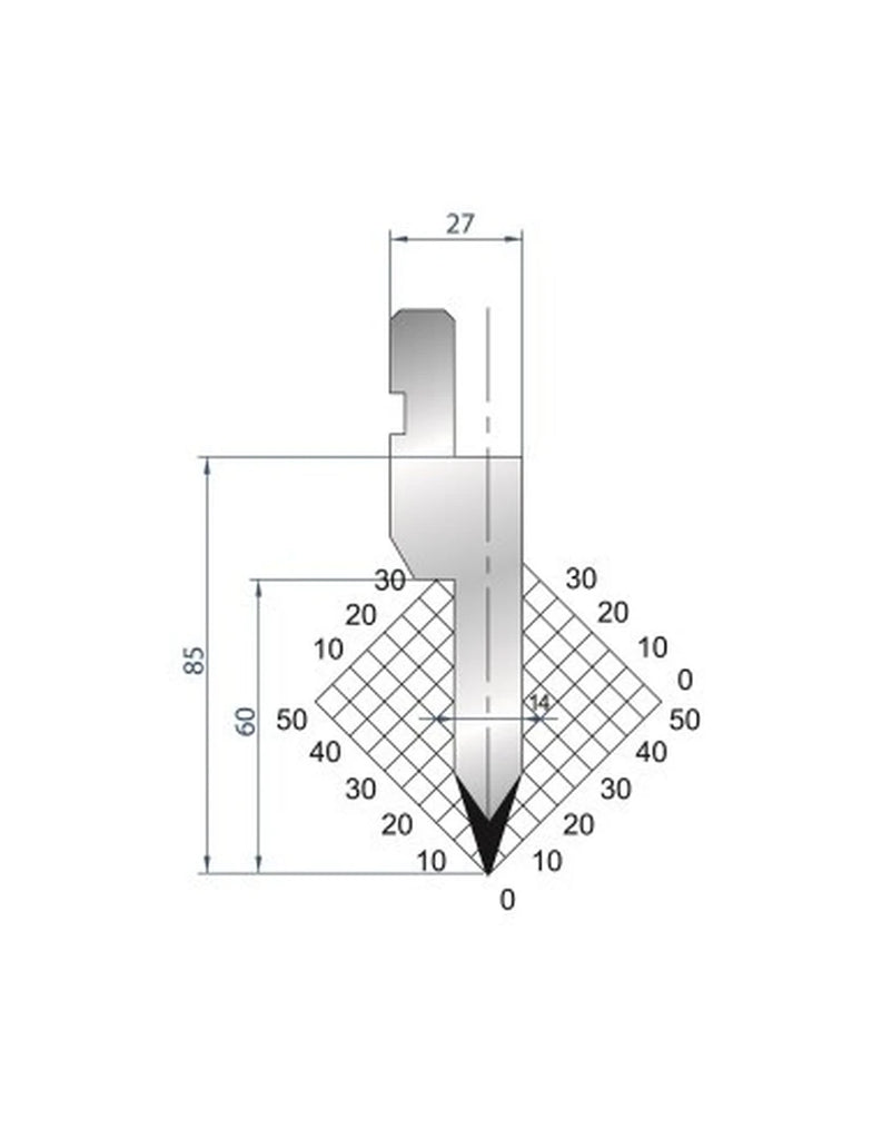 EUROSTAMP Part No. 1034 @ 805mm 35 Degree Straight Punch (Segmented)