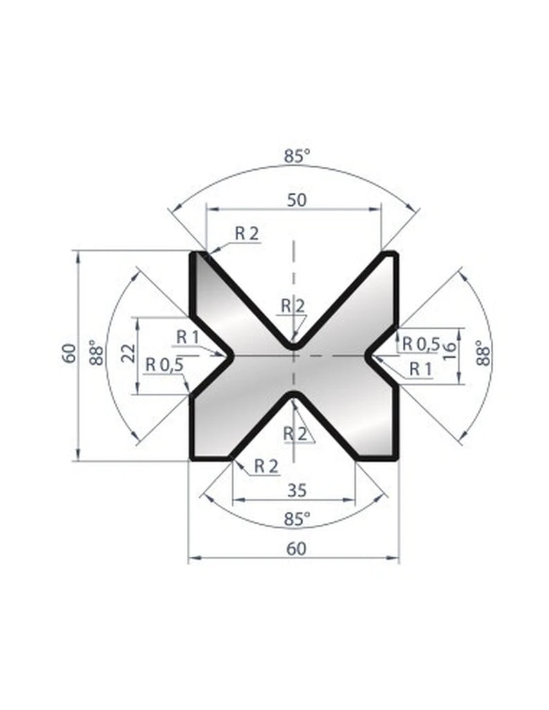 EUROSTAMP Part No. 2030 @ 805mm 88 Degree 4V Die (Segmented)
