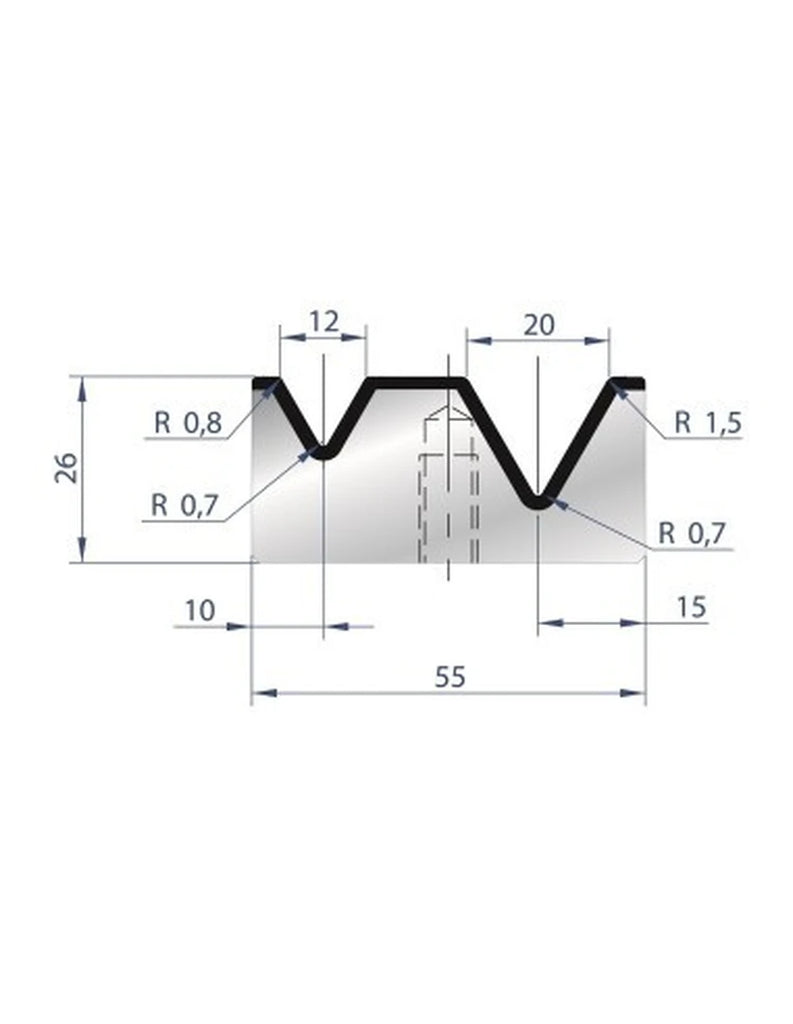 EUROSTAMP Part No. 2033 @ 415mm 88 Degree 2V Bolted Die