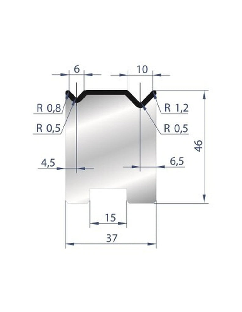 EUROSTAMP Part No. 2050 @ 805mm 88 Degree 2V Self Centering Die (Segmented)