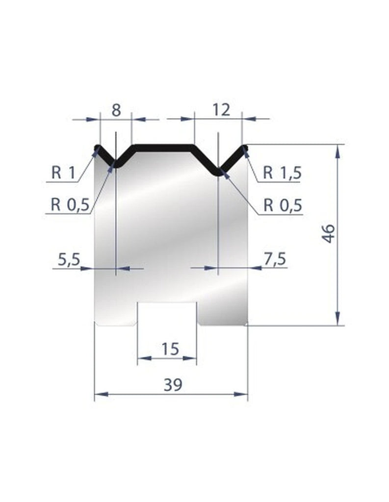 EUROSTAMP Part No. 2052 @ 805mm 88 Degree 2V Self Centering Die (Segmented)
