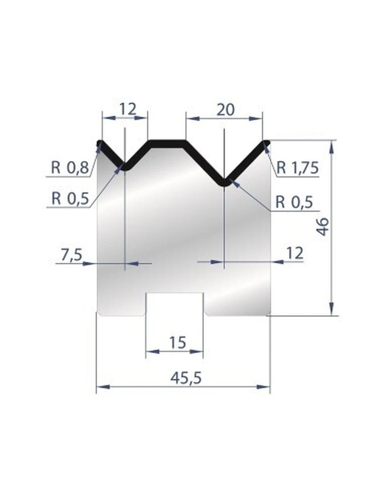 EUROSTAMP Part No. 2055 @ 415mm 88 Degree 2V Self Centering Die