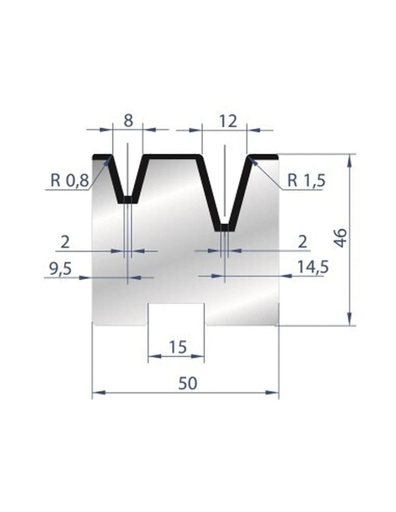 EUROSTAMP Part No. 2056 @ 805mm 30 Degree 2V Self Centering Die (Segmented)