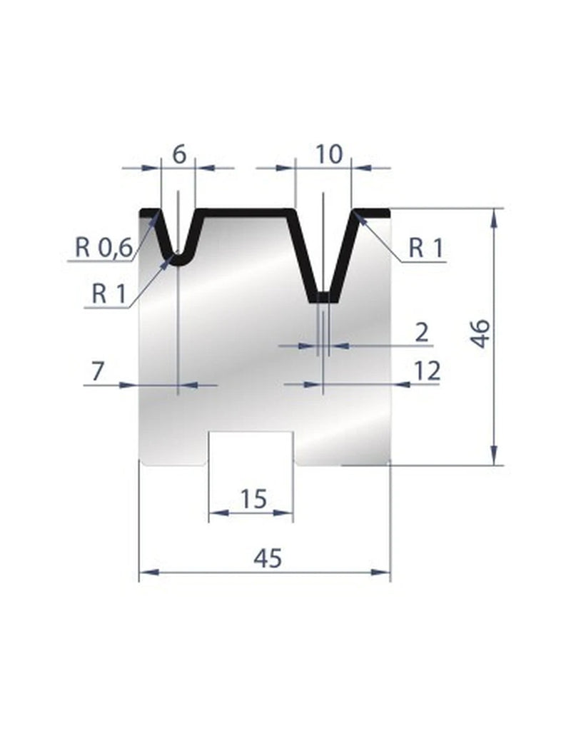 EUROSTAMP Part No. 2057 @ 835mm 30 Degree 2V Self Centering Die