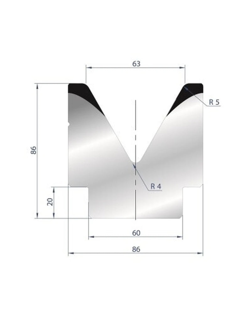 EUROSTAMP Part No. 2083 @ 805mm 60 Degree 1V Die (Segmented)