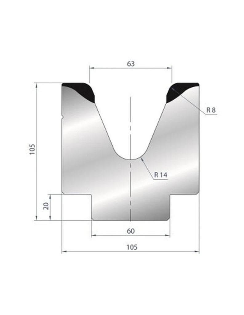 EUROSTAMP Part No. 2117 @ 835mm 45 Degree Single V Die