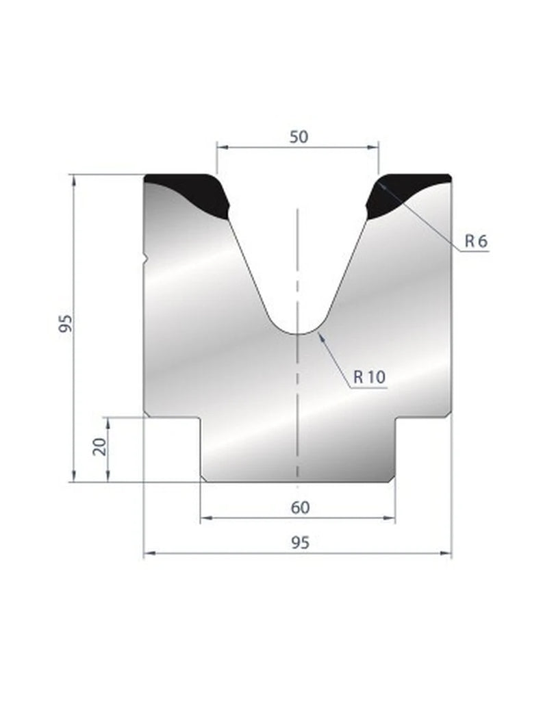 EUROSTAMP Part No. 2118 @ 805mm 45 Degree Single V Die (Segmented)
