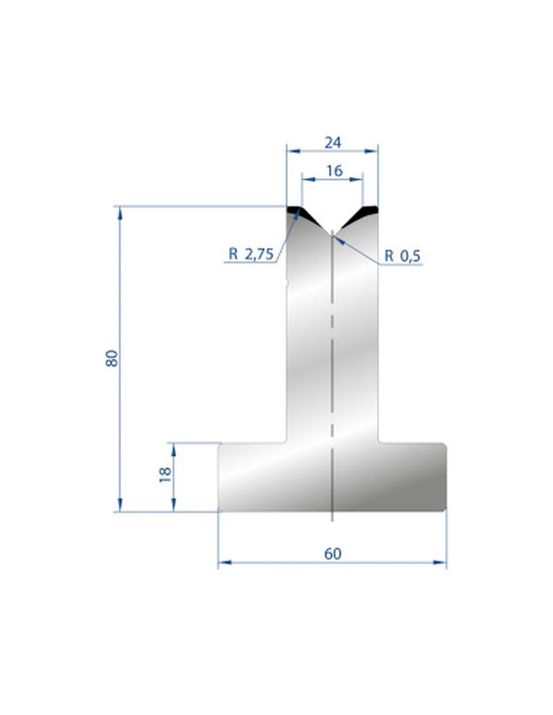 EUROSTAMP Part No. 3016 @ 805mm 88 Degree T Shape Die (Segmented)