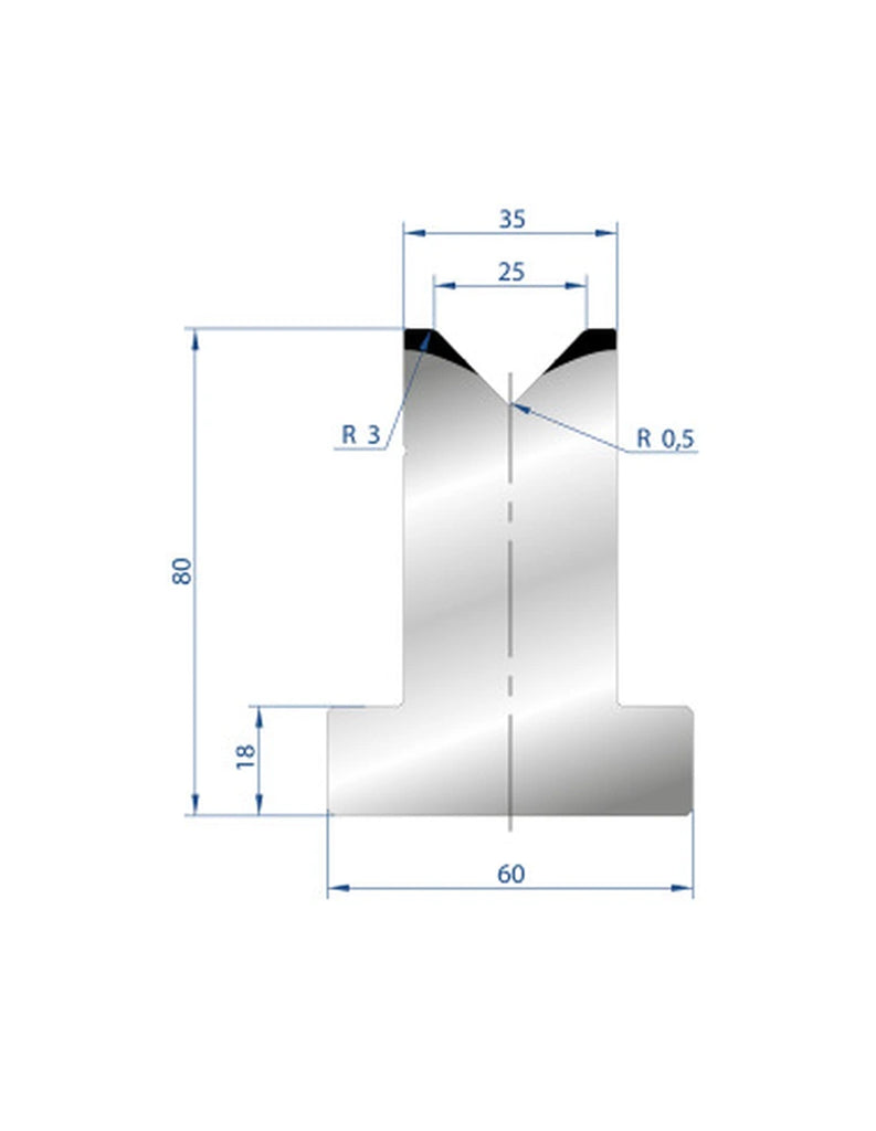 EUROSTAMP Part No. 3018 @ 415mm 88 Degree T Shape Die