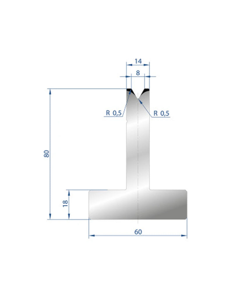 EUROSTAMP Part No. 3020 @ 835mm 60 Degree T Shape Die