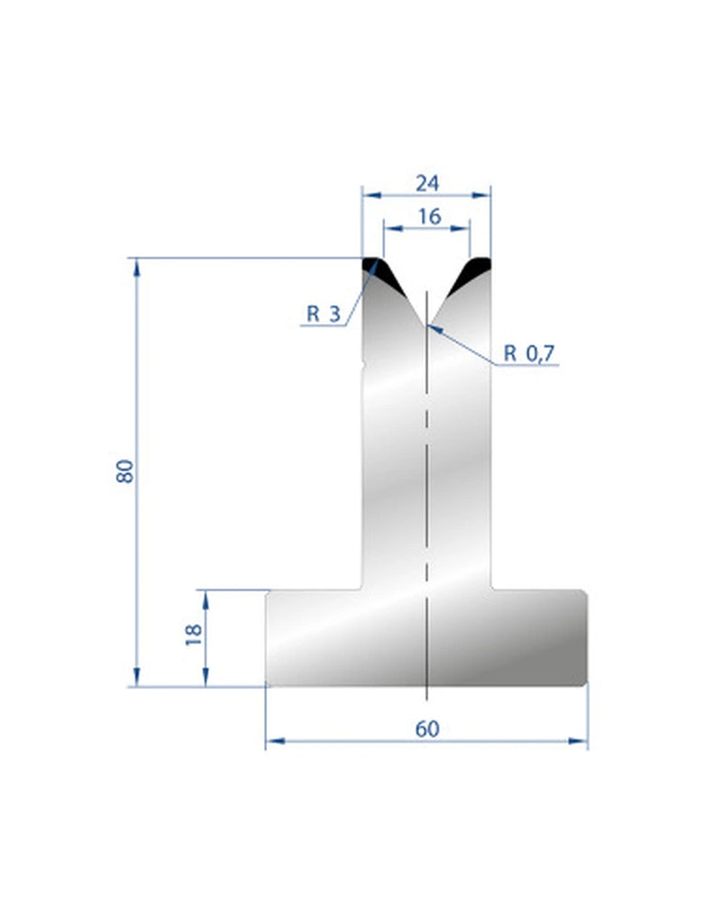 EUROSTAMP Part No. 3023 @ 415mm 60 Degree T Shape Die