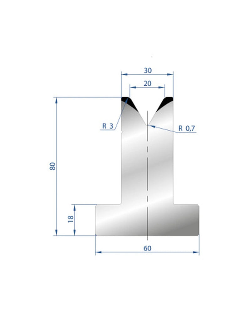 EUROSTAMP Part No. 3024 @ 835mm 60 Degree T Shape Die