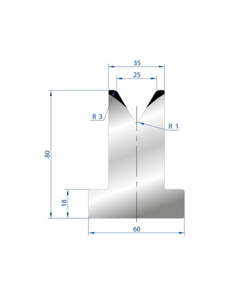 EUROSTAMP Part No. 3025 @ 835mm 60 Degree T Shape Die